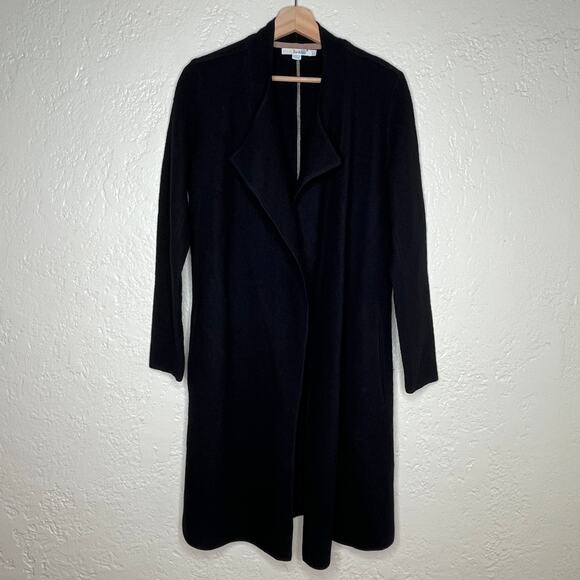 Boden Women's Black Wool Cascade Front Long Sleeve Coat Size 8 - Picture 1 of 6